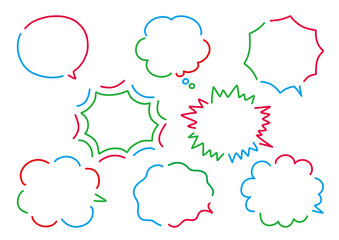 シンプルかわいい３色の手描きふきだしのセット／Simple cute 3 color hand-painted balloon set