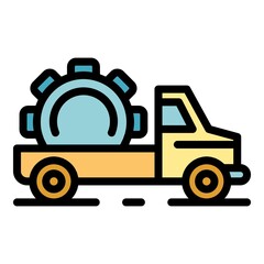 Hybrid tow truck icon. Outline hybrid tow truck vector icon color flat isolated