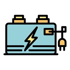 Storage battery icon. Outline storage battery vector icon color flat isolated