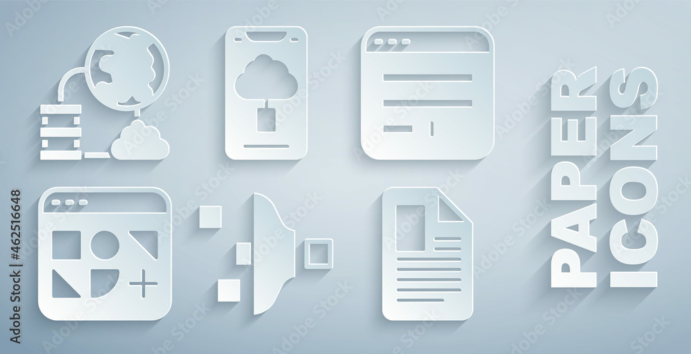 Poster set filter setting, browser window, different files, file document, cloud technology data transfer a