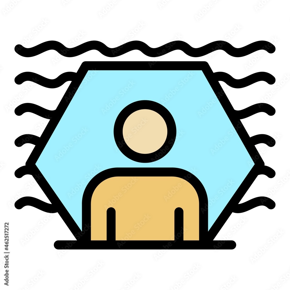 Poster protected sound man icon. outline protected sound man vector icon color flat isolated