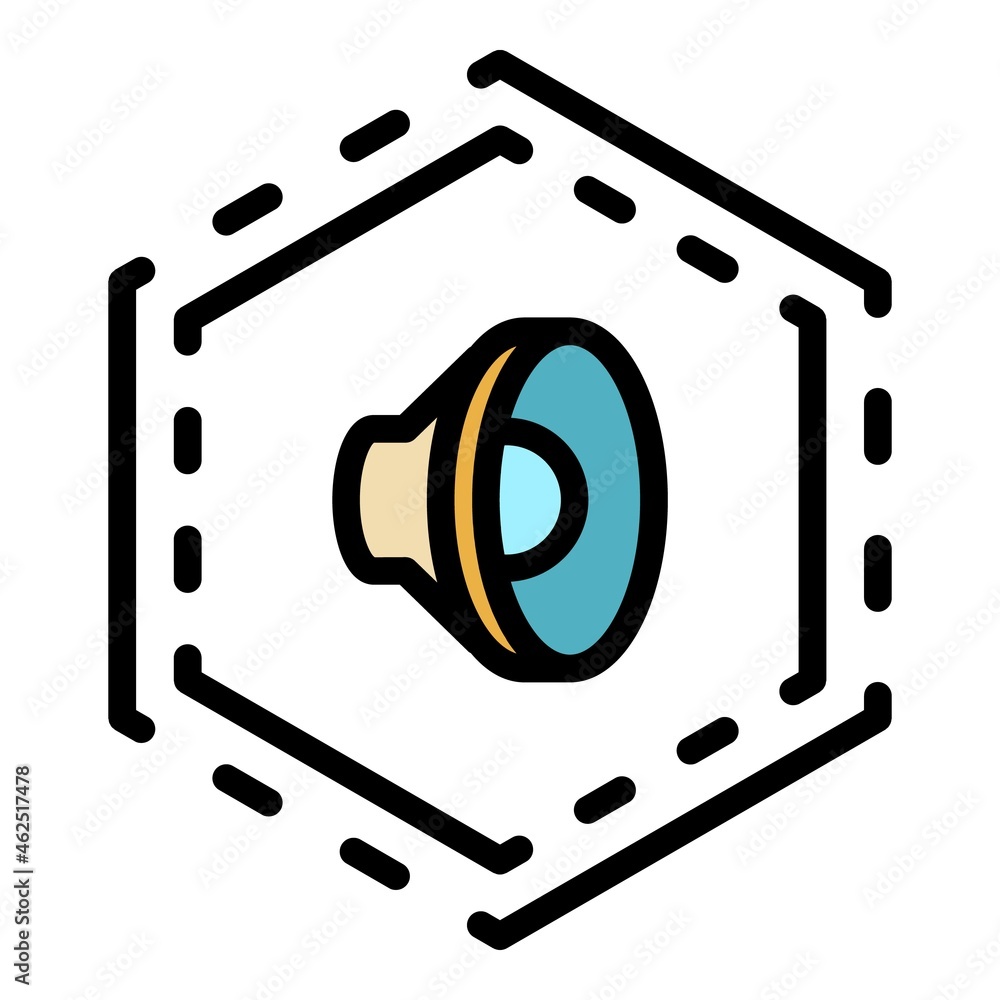 Poster sound volume icon. outline sound volume vector icon color flat isolated