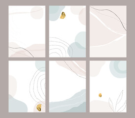 Abstract boho frames collection. Art shapes, geometric and brush textures 