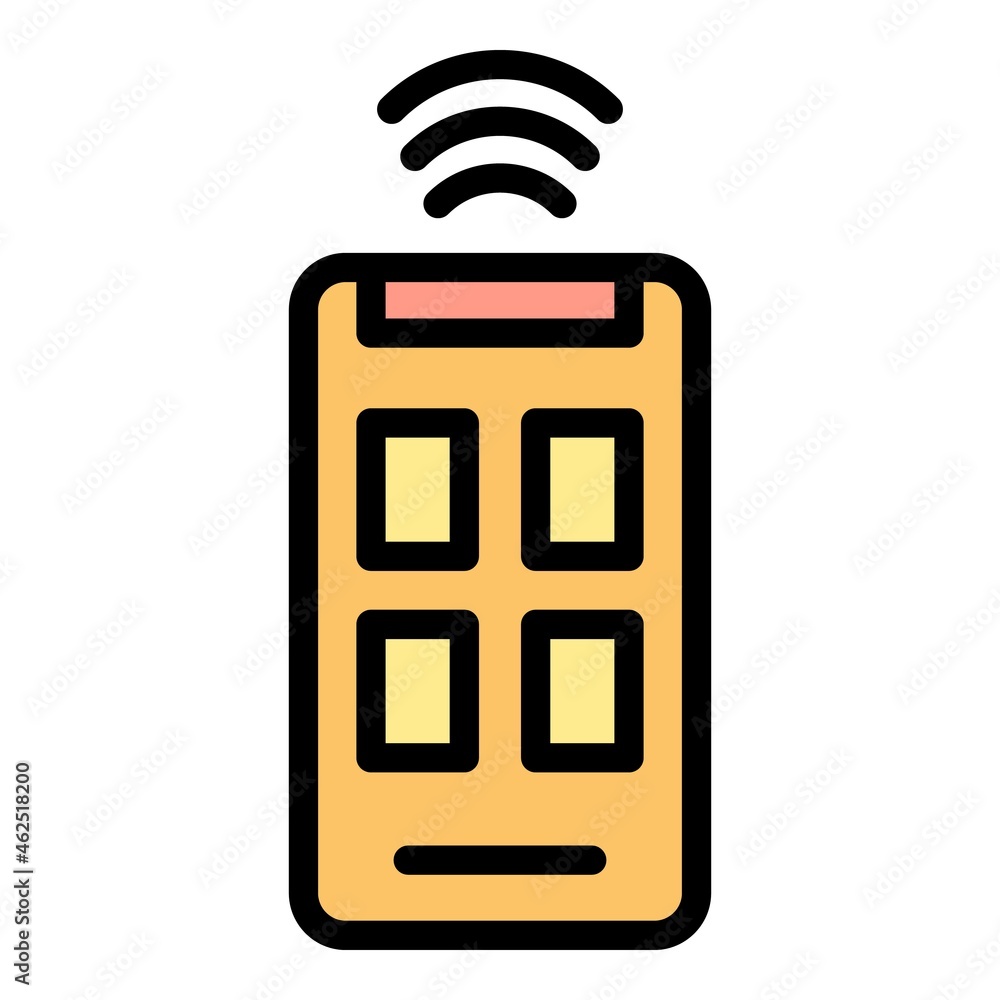 Wall mural smartphone remote control icon. outline smartphone remote control vector icon color flat isolated