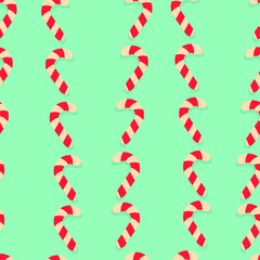 christmas candy. Seamless vector pattern.Caramel stick,happy  new year, merry christmas