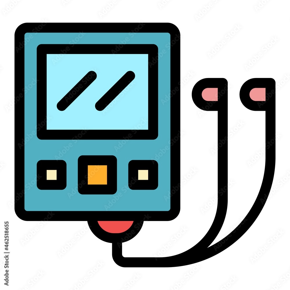 Poster running music player icon. outline running music player vector icon color flat isolated