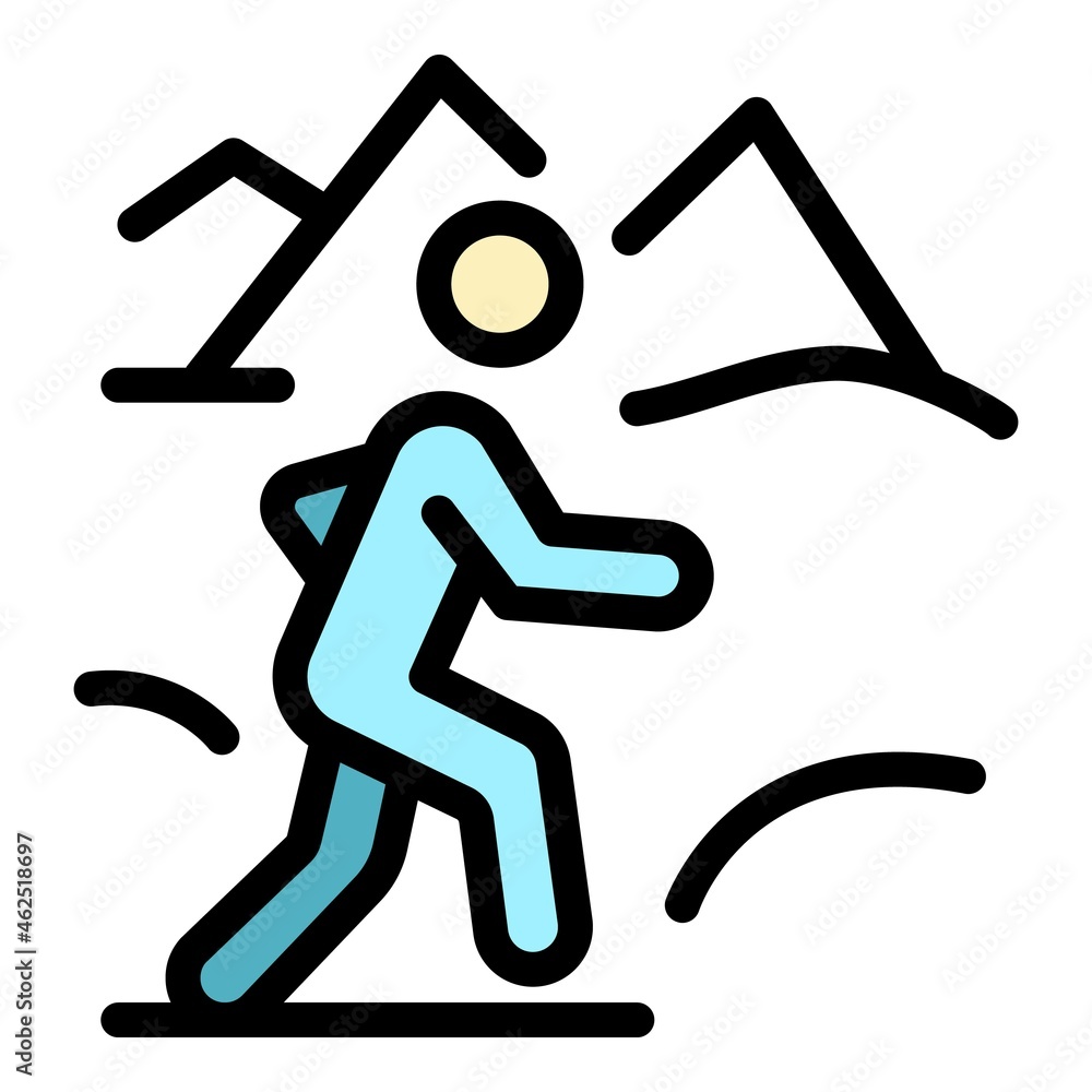 Poster nature running icon. outline nature running vector icon color flat isolated
