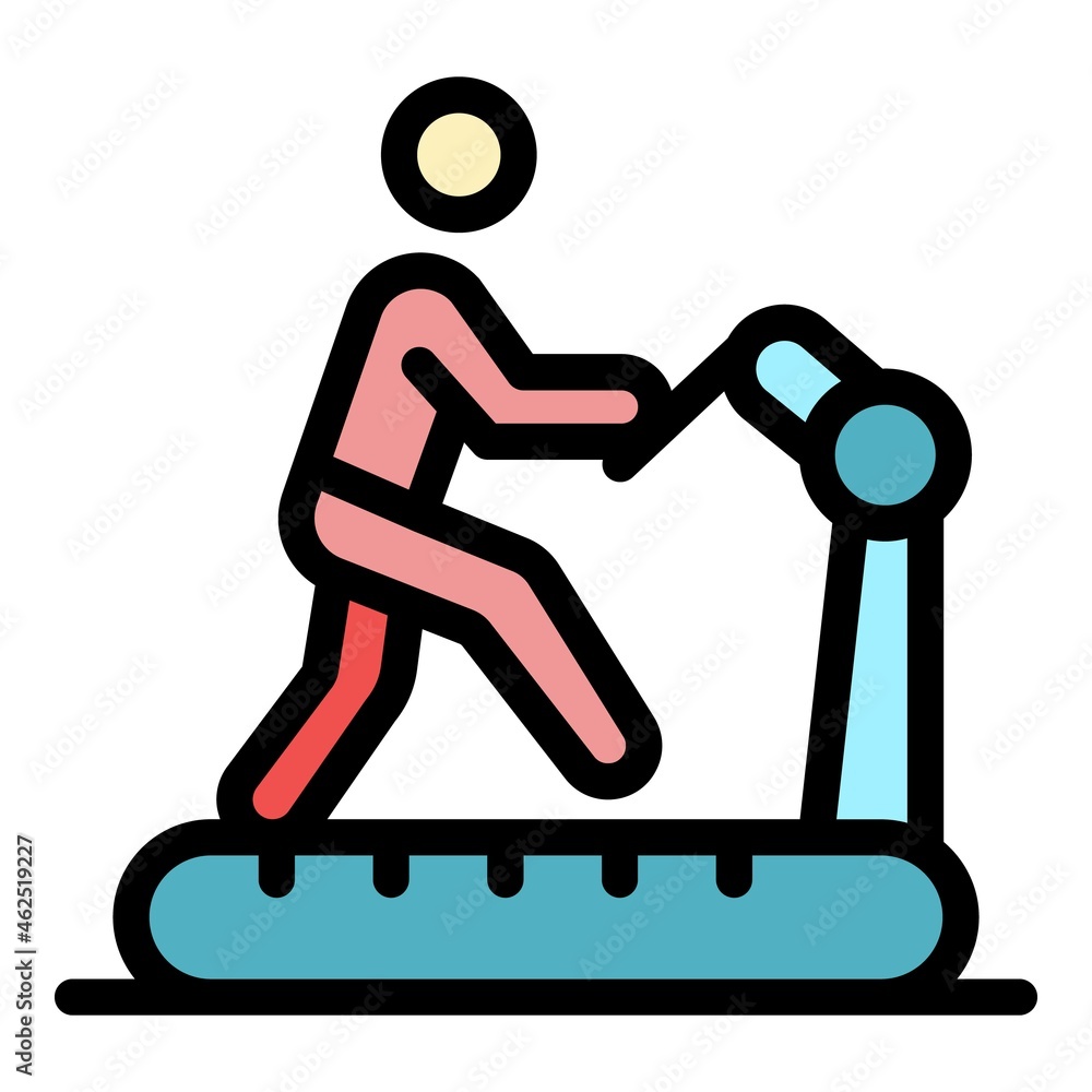 Poster treadmill running icon. outline treadmill running vector icon color flat isolated