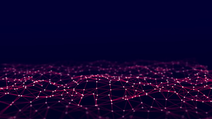 Obraz premium Data exchange. 3D mesh with connecting points and lines. Abstract technology background. 3D rendering.