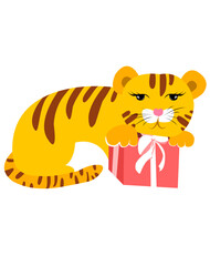 Fototapeta na wymiar tiger cub with a ball