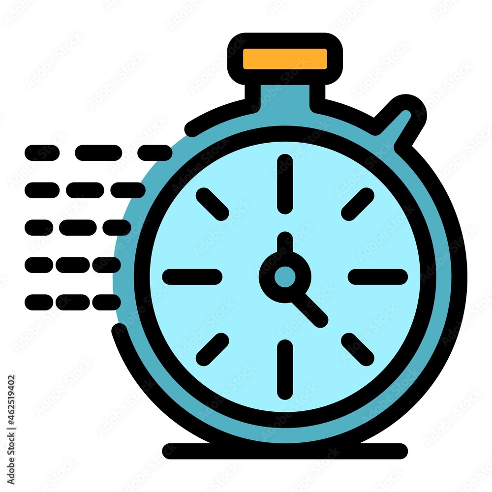 Poster running stopwatch icon. outline running stopwatch vector icon color flat isolated