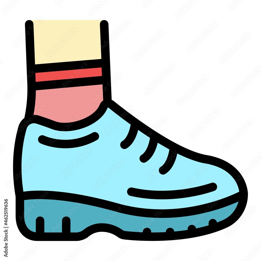 Poster running shoe icon. outline running shoe vector icon color flat isolated