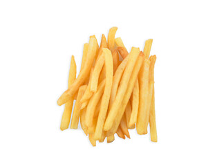 French fries isolated on white background. Top view