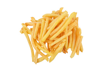 French fries isolated on white background. Top view
