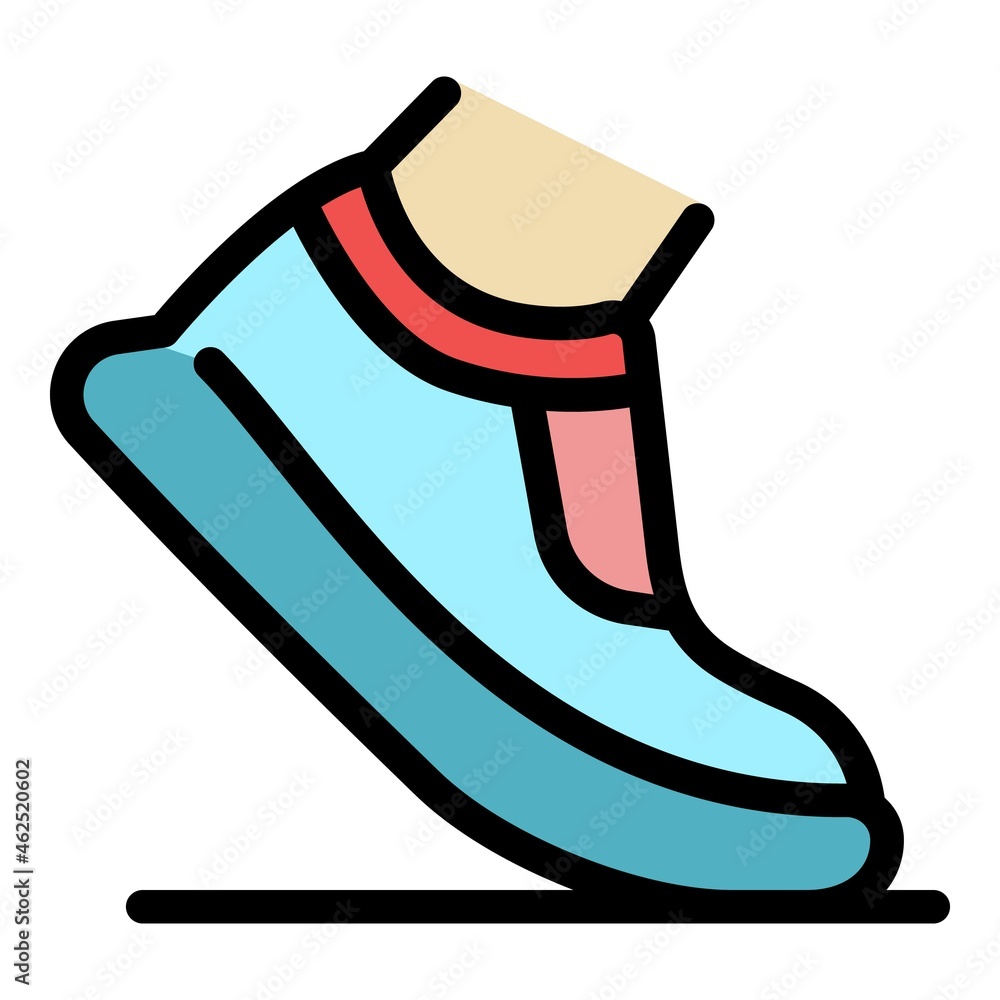 Poster running shoe icon. outline running shoe vector icon color flat isolated