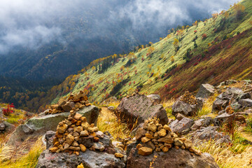 紅葉の北アルプス焼岳登山