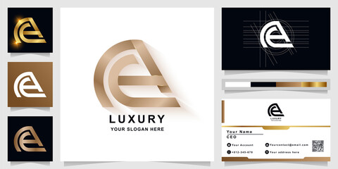 Letter AE or A monogram logo template with business card design