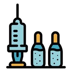 Sport syringe ampules icon. Outline sport syringe ampules vector icon color flat isolated