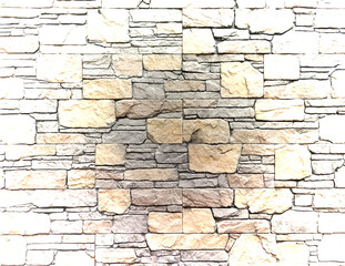 Light abstraction with horizontal, stone texture, damages and cracks. Light brown background.
