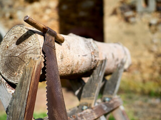old wooden saw