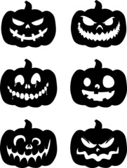 Black scary pumpkins Halloween design