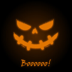 Fototapeta premium Neon scary face Halloween design