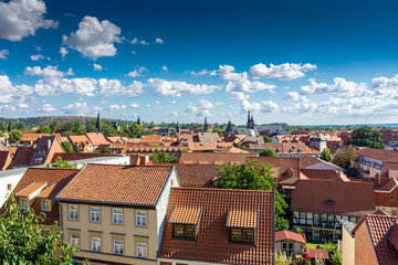 Fototapeta na wymiar Beautiful aerial view of downtown historic center of Quedlinburg Germany