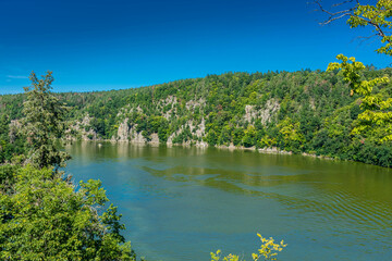 Landscape of the Vltava river in the forest Czech Republic
