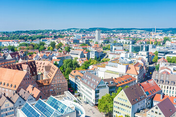 ULM, GERMANY, 7 AUGUST 2020: aerial view of Ulm downtown