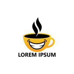 Happy coffee drink logo template design