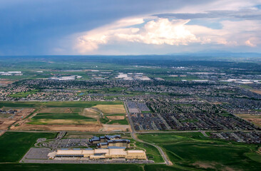 Ariel city view from an airplane over Aurora CO USA