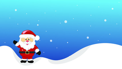 Santa.abstract pastel paper cut illustration of winter landscape with cloud.Winter mountain Christmas landscape and snowflake.Cartoon Santa Claus character,clouds.snow scene backgroun.postal card