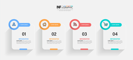 Infographics design template, business concept with 4 steps or options, can be used for workflow layout, diagram, annual report, web design.Creative banner, label vector.	
