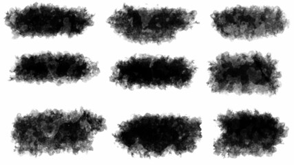 Fototapeta na wymiar Set of black brush, paint, ink brush strokes, brushes, lines. Dirty artistic design elements. Vector illustration. Isolated on white background.