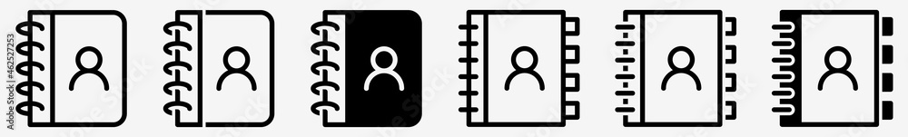 Poster address book icon directory address book set, address books icon contacts vector illustration logo. 