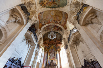 The Saint Nicholas Church interior in Prague, Czechia.
