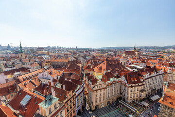 Fototapeta premium Beautiful morning view of Prague from the Astronomical Clock in Czechia.