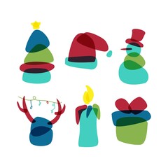 Merry Christmas Icons or Symbols Vector Design for Greeting Cards, Backgrounds, Posters, and Cover Design. Abstract and Simple Shape for Holiday illustration