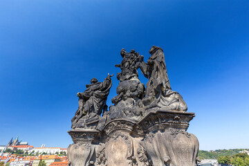 Sousosi Madona of St. Bernard statue on the Charles Bridge in Prague, Czechia.