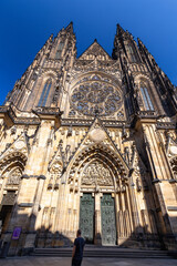 Fototapeta premium Beautiful St. Vitus Cathedral in Praszky Hrad, Prague, Czechia.