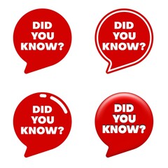 set of red vector illustration banner did you know