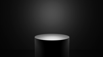 3D Black podium dark theme elegant for product presentation with light minimalist