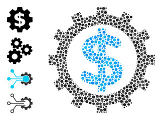 Rounded dot mosaic financial industry. Vector mosaic is based on financial industry icon, and formed of random spheric parts. Vector icon of financial industry created of random circle dots.