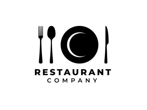 Fork, Spoon, Knife, and Plate for Restaurant Logo Design Vector