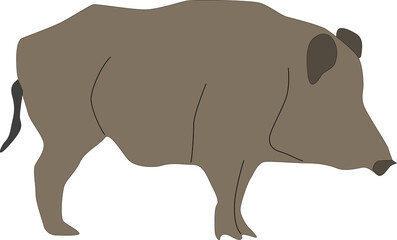 横向きのイノシシのイラスト素材