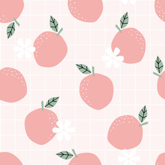 Orange fruit pattern vector Seamless texture, hand-drawn designs, used for print, wallpaper, decoration, textiles. Vector illustration on white background