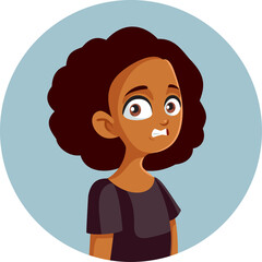 Teen Girl Cringe Face Expression Vector Cartoon