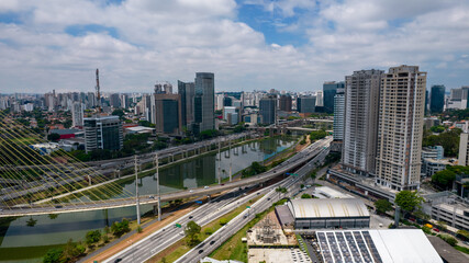 Aerial view in Marginal Pinheiros, São Paulo, Brazil. Business center. Financial Center. 