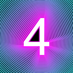 number four neon fourth concept 4 symbol 3d collection	
