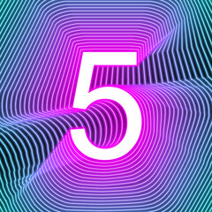 number five neon fifth concept 5 symbol 3d collection	
